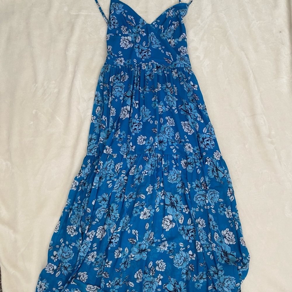 Blue Life Dylan Backless midi dress blue floral